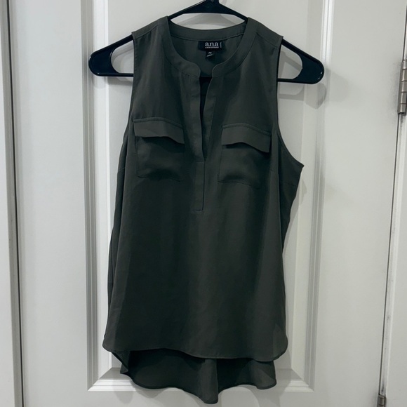 a.n.a Tops - a.n.a Olive Split-Neck Sleeveless Blouse